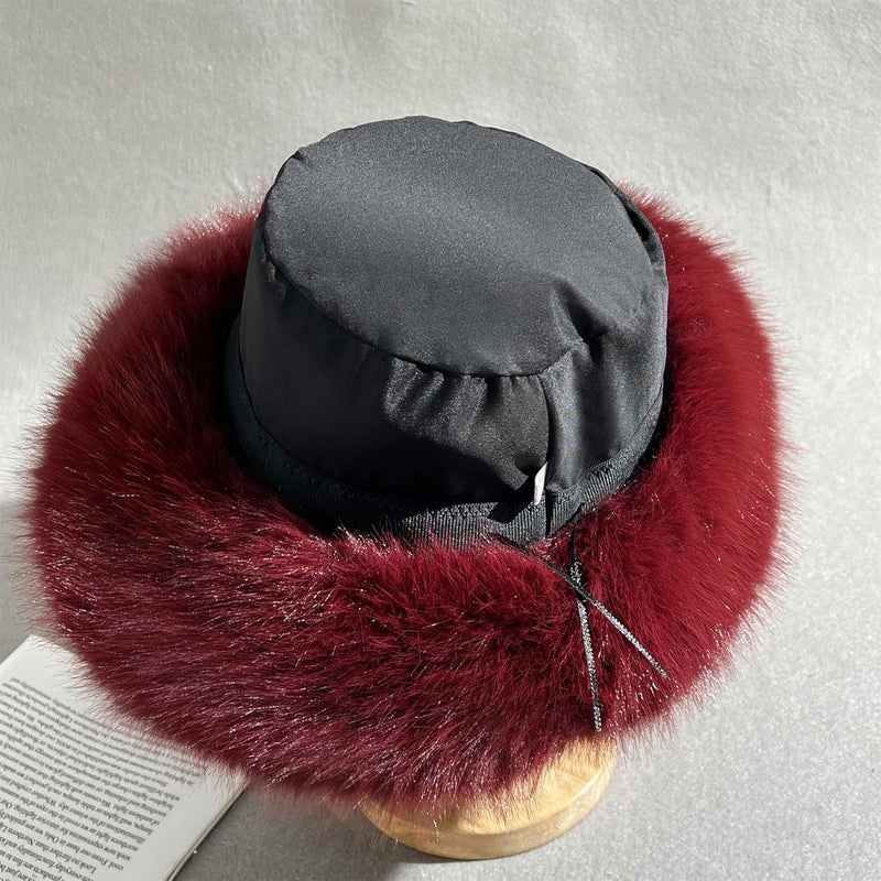 Dikoaina Luxury Faux Fur Bucket Hat for Women Girl – Oversized Brim, Super Soft & Fluffy Winter Hat, Cozy Fur-Like Beanie - Image 5